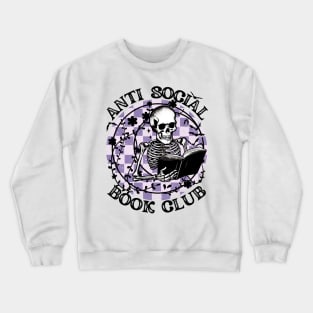 "Antisocial Book Club" Skeleton Reading Crewneck Sweatshirt